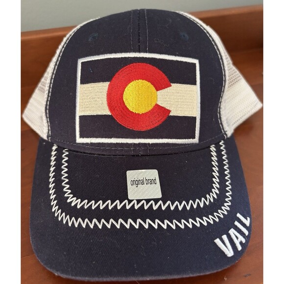 Colorado State Flag Patch Dark Blue Snapback Trucker Hat NWT Vail - Picture 1 of 5